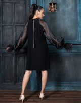 BLACK TURKISH CREPE MID LENGTH DRESS - view 3